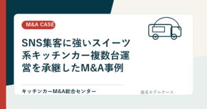 SNS集客に強いスイーツ系キッチンカー複数台運営を承継したM&A事例のアイキャッチ画像
