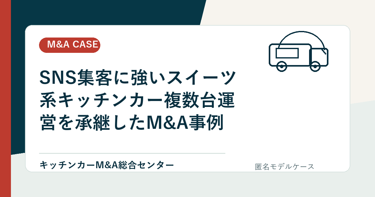SNS集客に強いスイーツ系キッチンカー複数台運営を承継したM&A事例のアイキャッチ画像